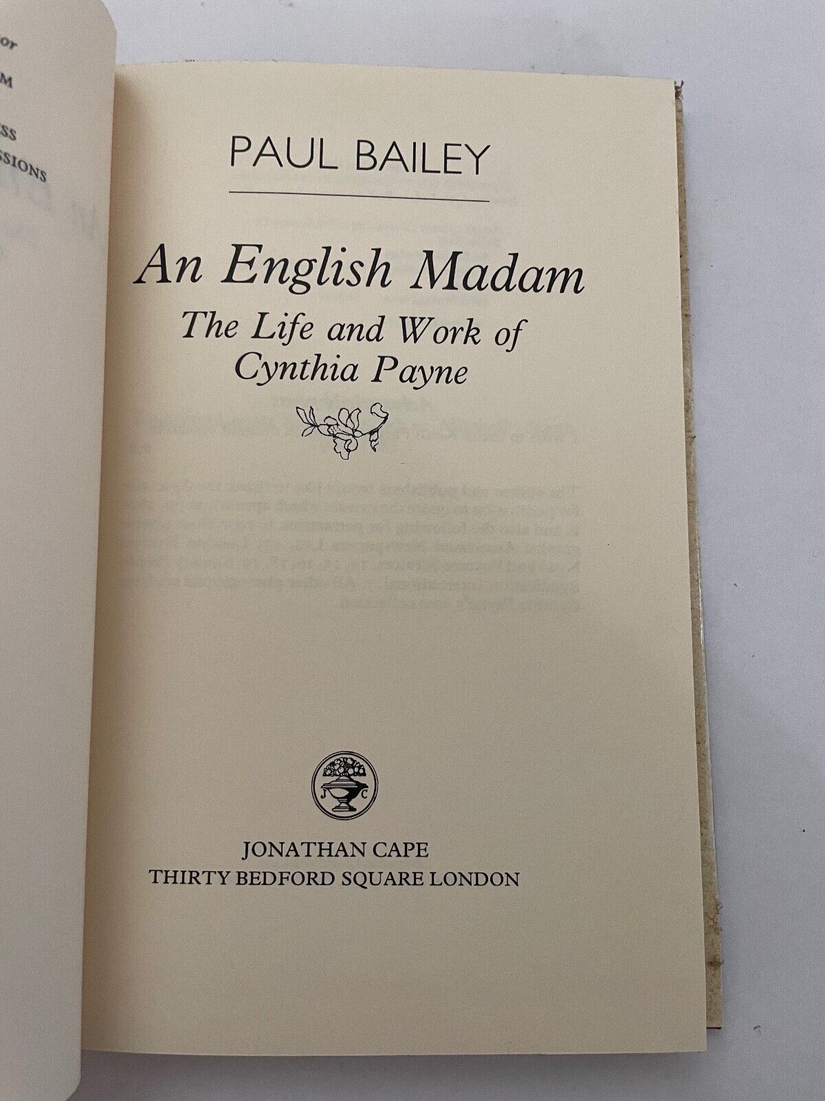 An English Madam: Life and Work of Cynthia Payne by Paul Bailey, Cynthia...
