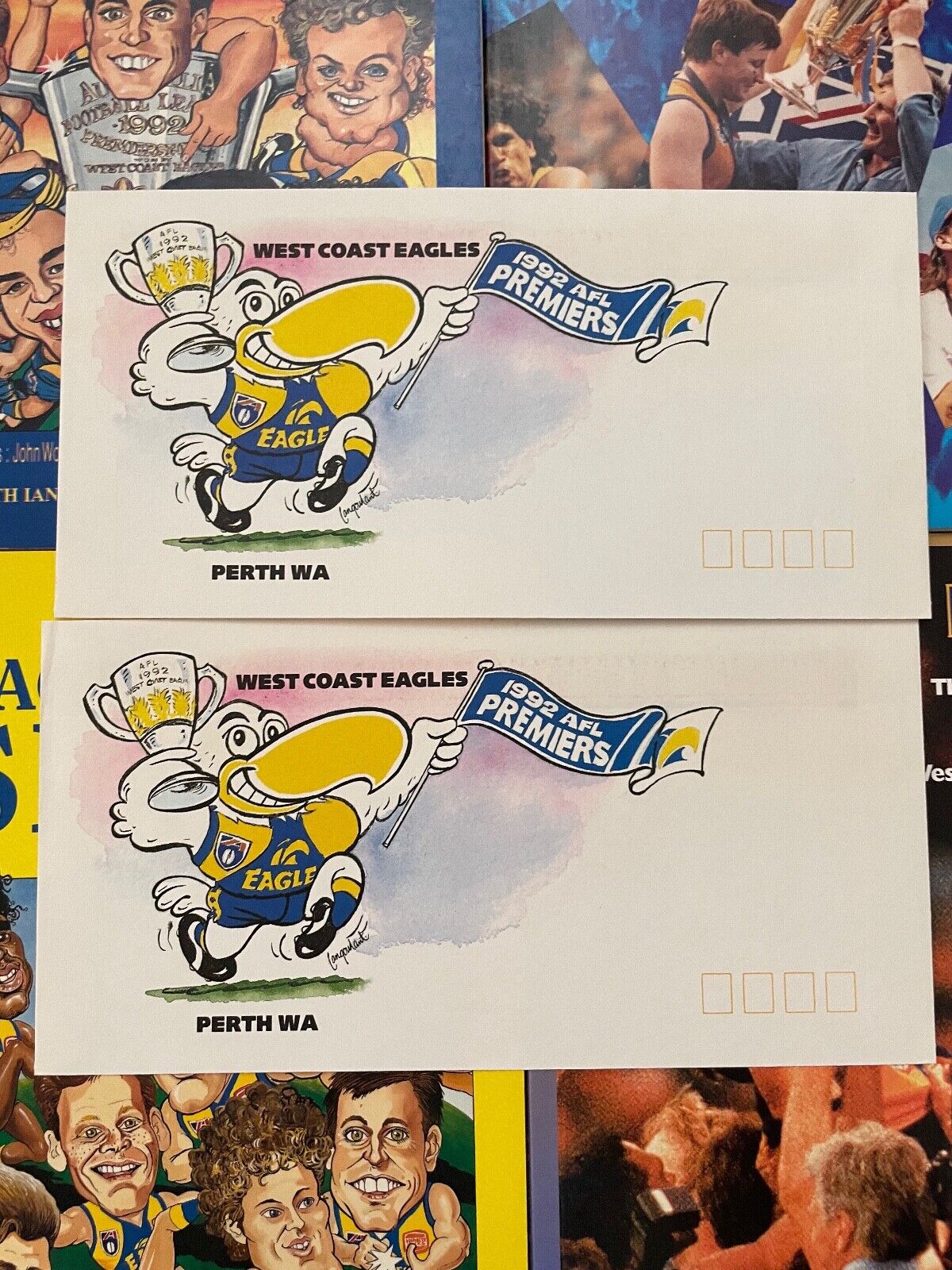 Magnificent Seven 1 & 2, Eaglesmania, From the Hart, 1992 envelopes x 2 - signed