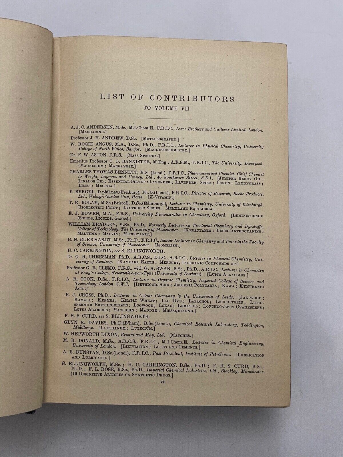Thorpe's Dictionary of Applied Chemistry Vol VII