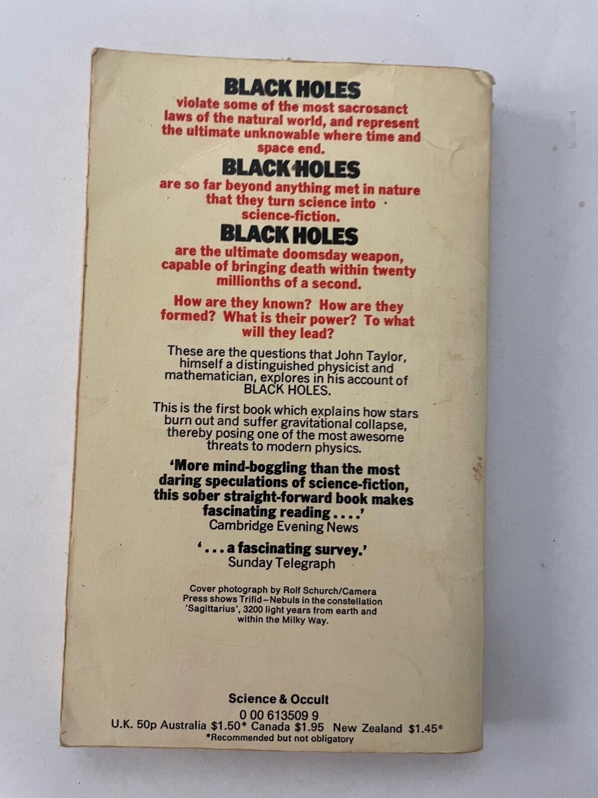 Black Holes: The End of The Universe? By John Taylor Vintage Paperback Space
