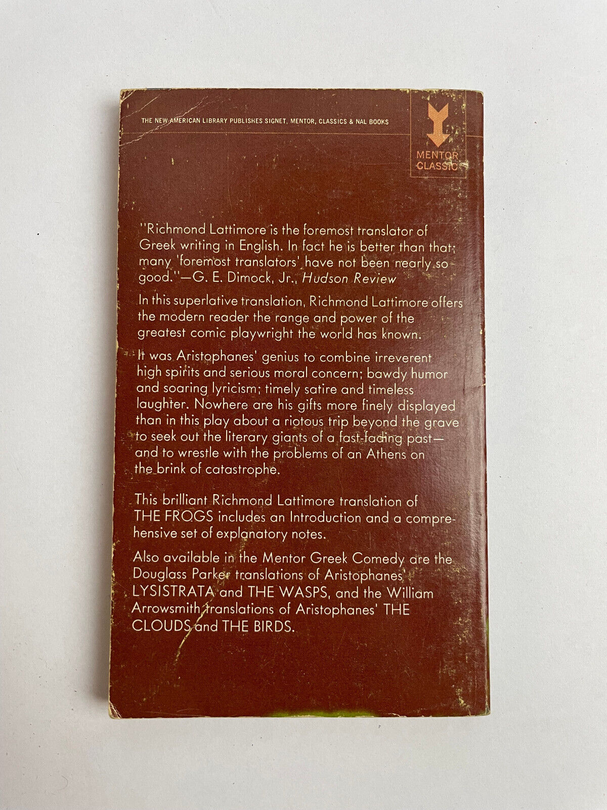 THE FROGS by Aristophanes, translated by Richmond Lattimore