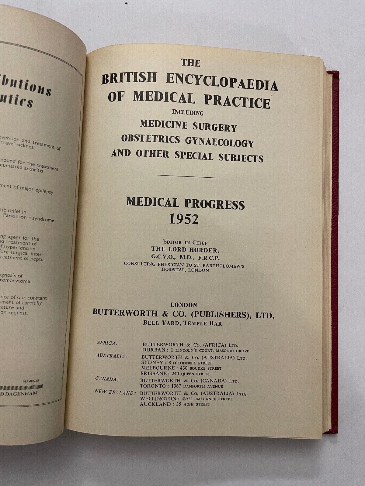 The British Encyclopaedia of Medical Practice Medical Progress 1952