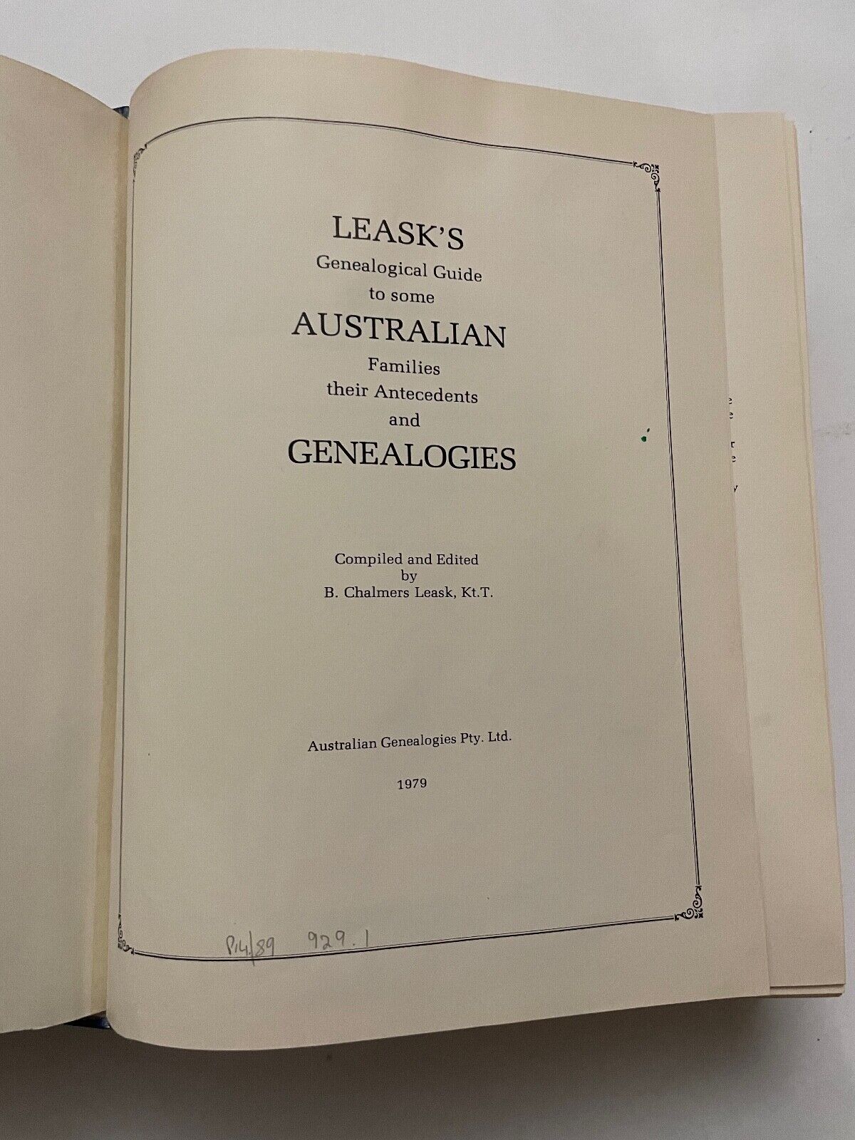 Leask's Australian Genealogies (Hardcover, 1979)