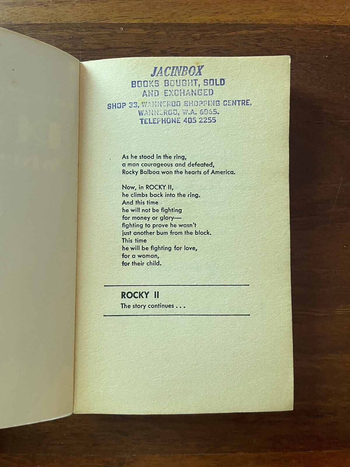 Rocky I, II & III by Sylvester Stallone and Julia Sorel (three books)