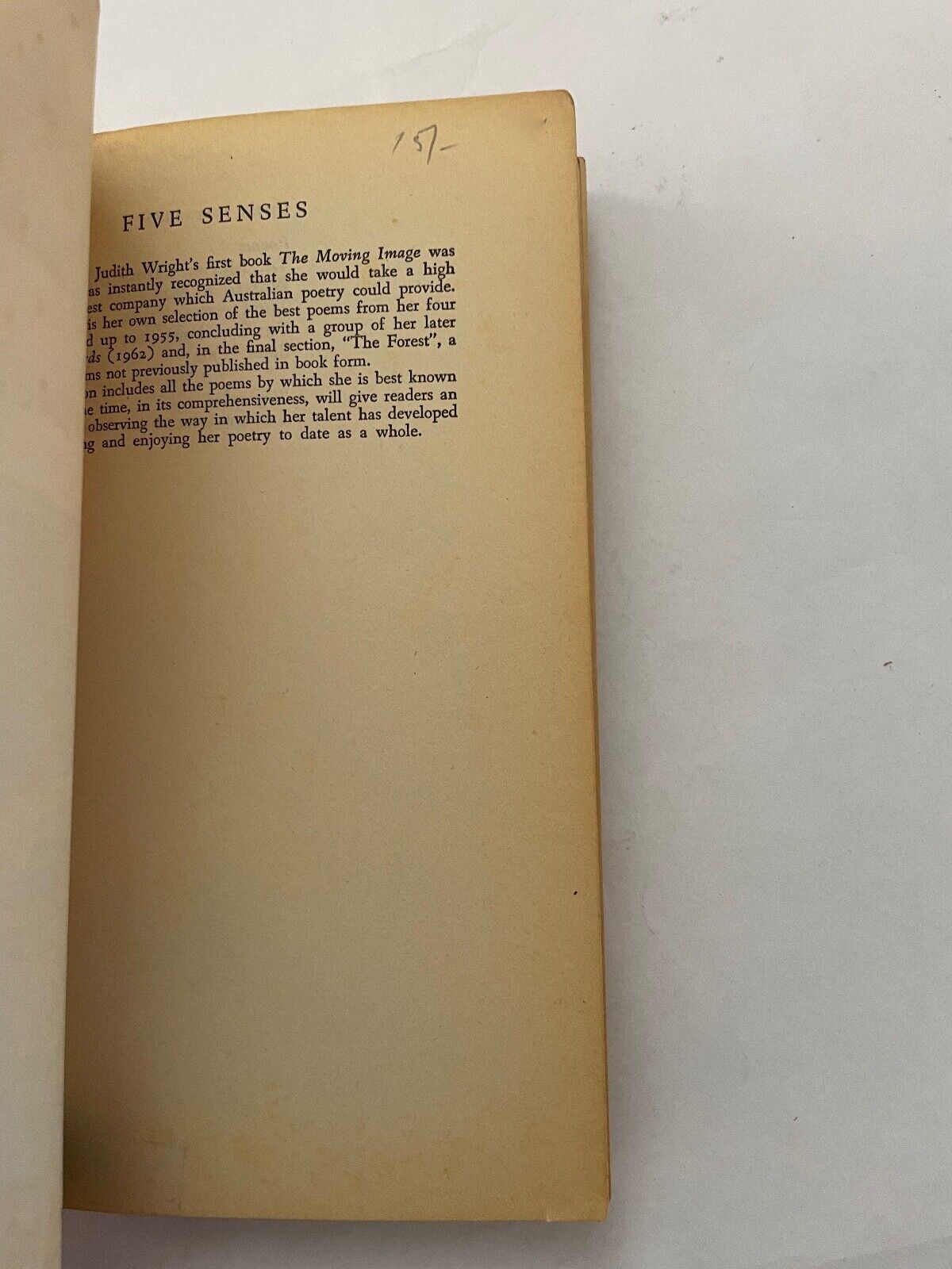 Five Senses By Judith Wright (Paperback, 1964)