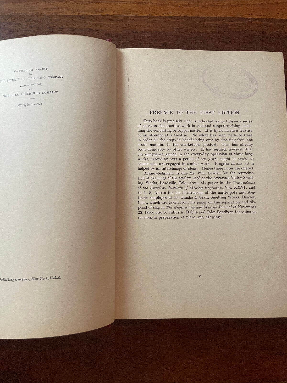 Notes On Lead and Copper Smelting and Copper Converting by Hiram W. Hixon Hardco