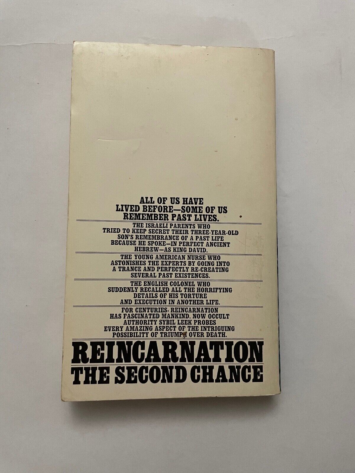 Reincarnation: the second chance by Sybil Leek (Paperback, 1975)