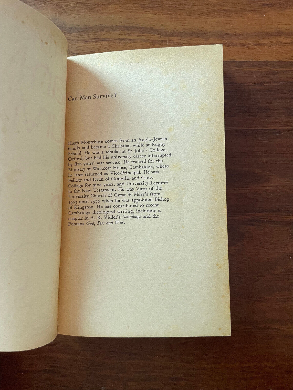 Can Man Survive by Hugh Montefiore