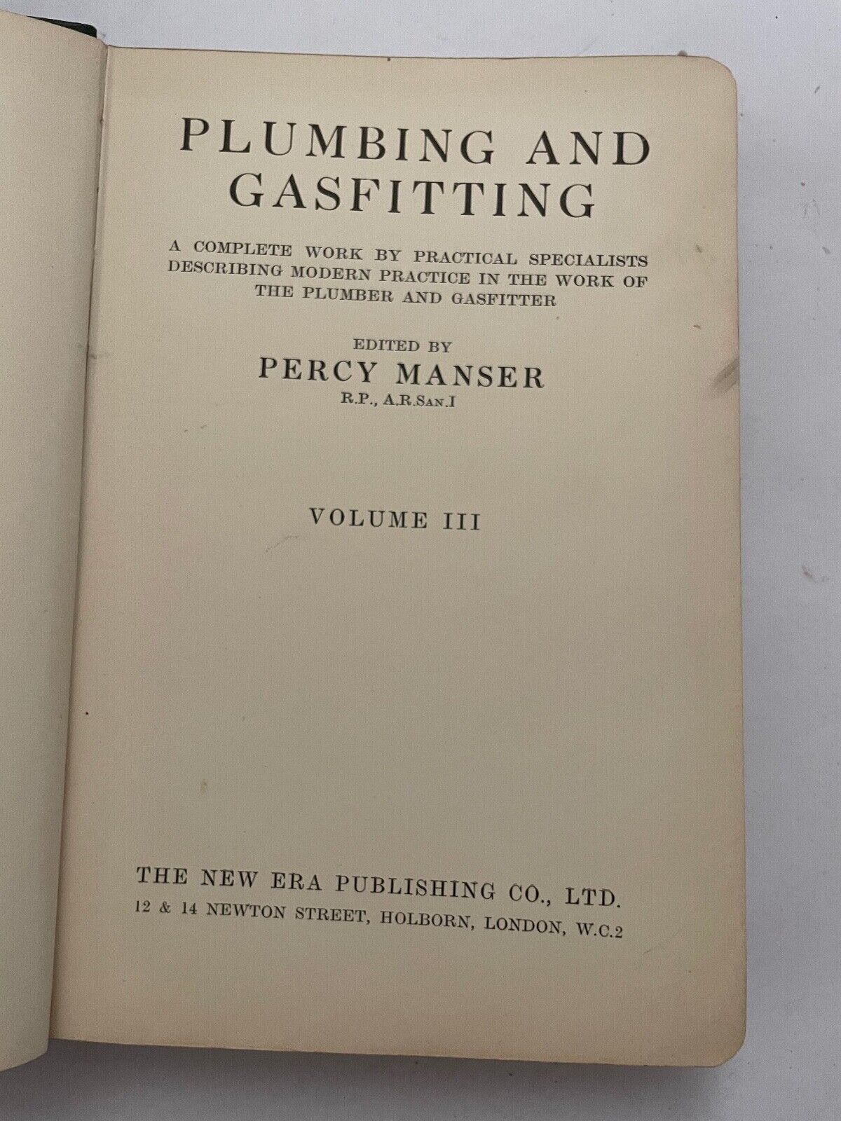 Plumbing & Gasfitting Vol III by Percy Manser