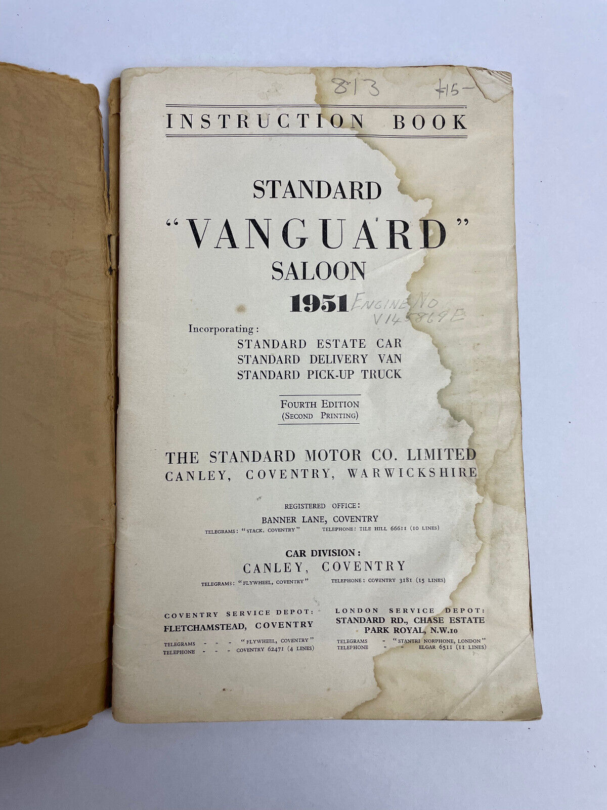 Standard Vanguard Series II Instruction Book, Sixth Edition