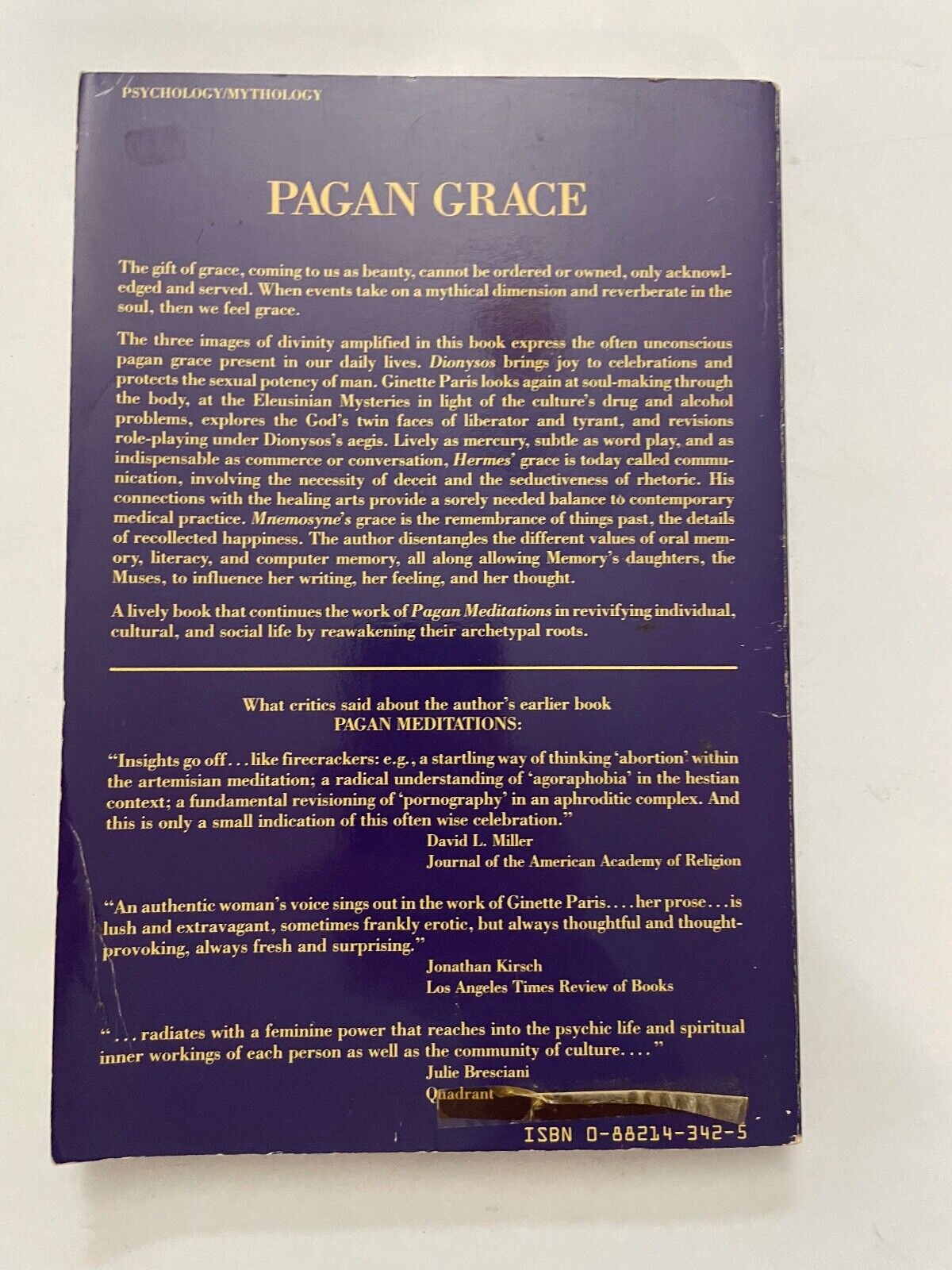 Pagan Grace: Dionysus, Hermes and Goddess Memory in Daily Life by Paris, Ginette