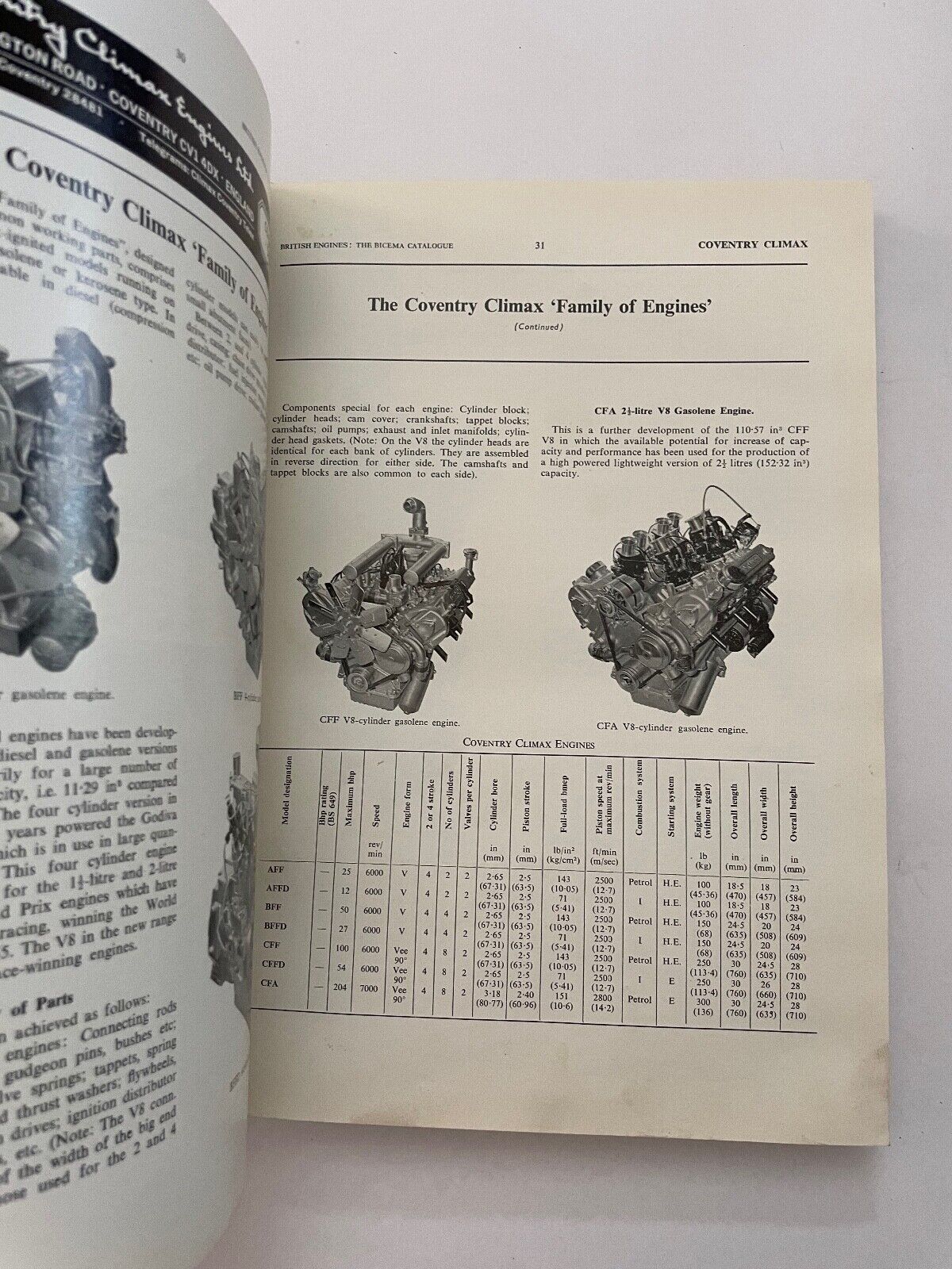 BRITISH ENGINES THE BICEMA CATALOGUE SEVENTH EDITION 1969 HB