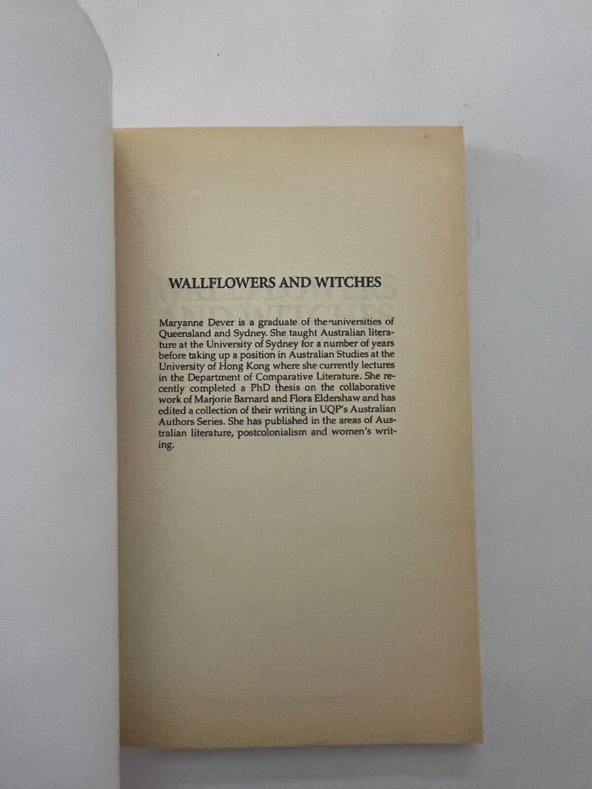 Wallflowers and Witches Publisher:University of Queensland Press, 1995