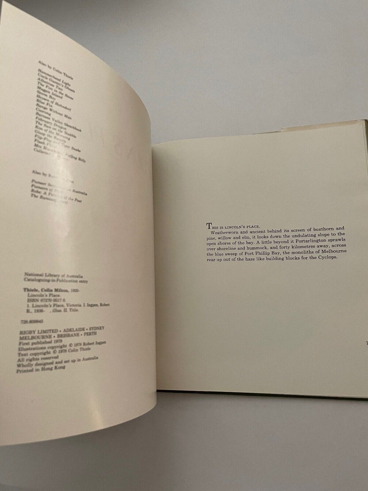 COLIN THIELE ROBERT INGPEN LINCOLN'S PLACE Port Phillip Bay Pioneer Farm 1st Ed