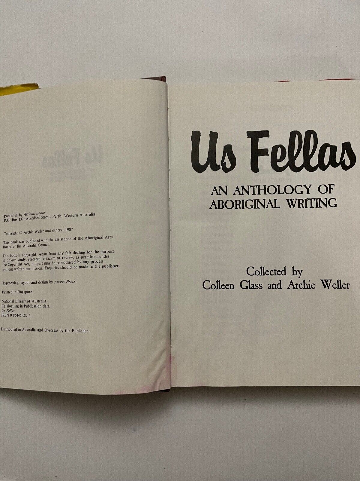 Us fellas: An anthology of Aboriginal writing by Glass, Colleen And Weller, Arch