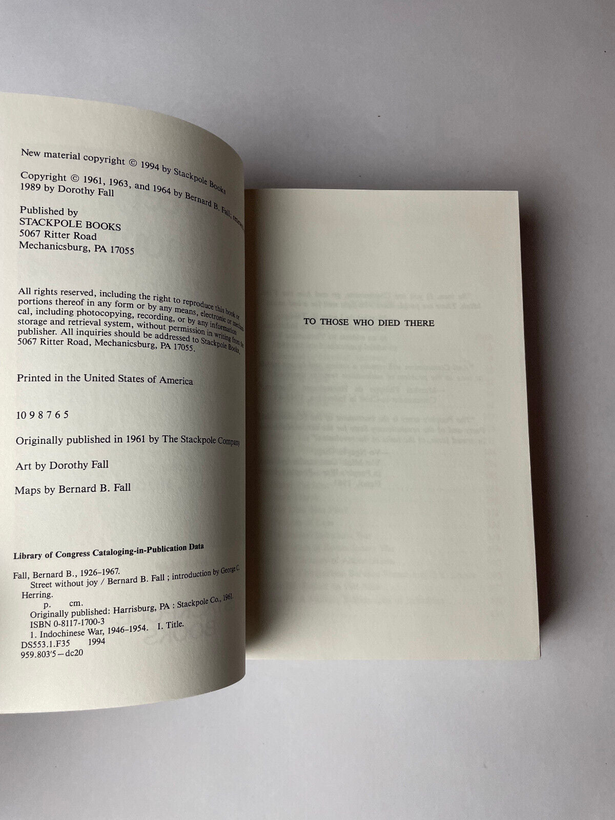 Street Without Joy by Bernard B. Fall HC 1967 Indo-China War to Vietnam