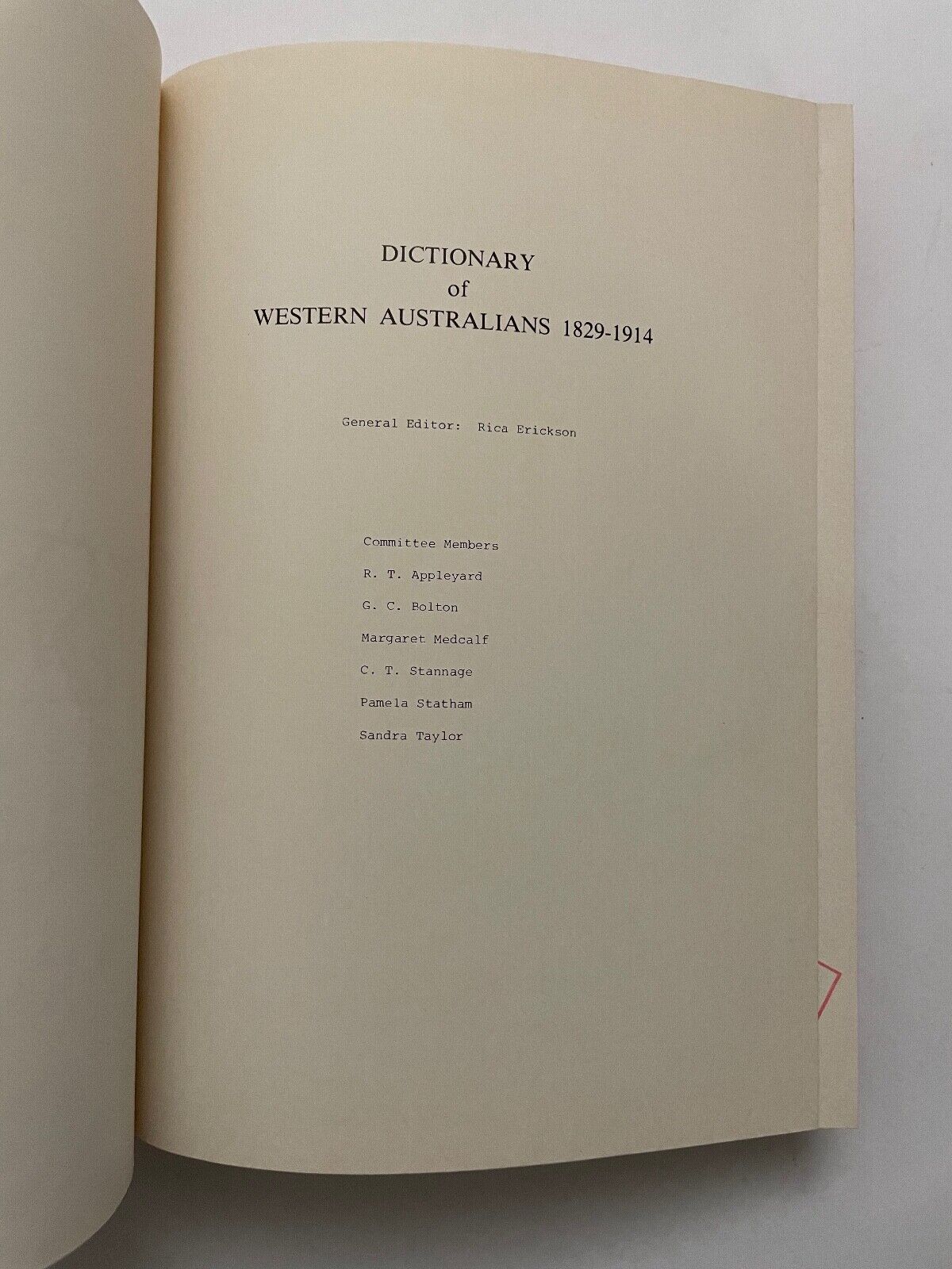 Dictionary of Western Australians Vol 1 Early Settlers 1829-1850 by Statham, Pam