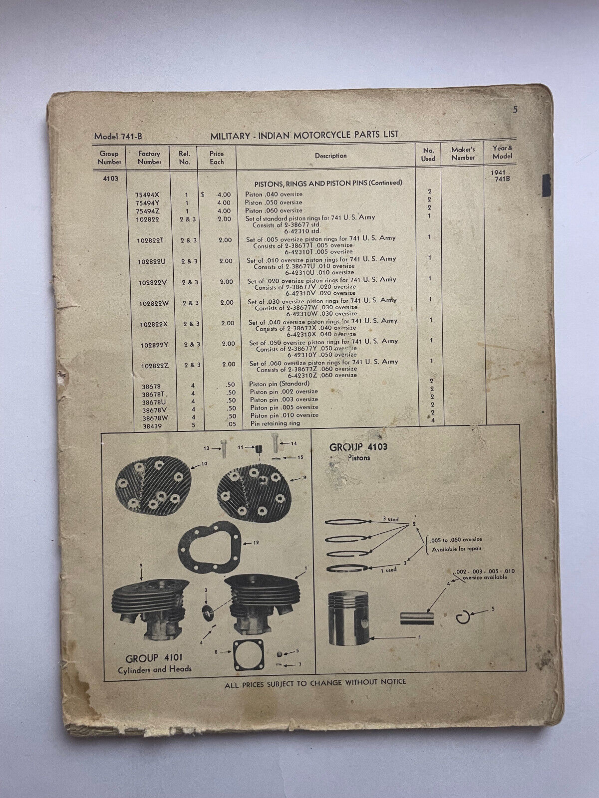 Original Indian MOTORCYCLE 741 & Sport Scout Operation & Maintenance Manual