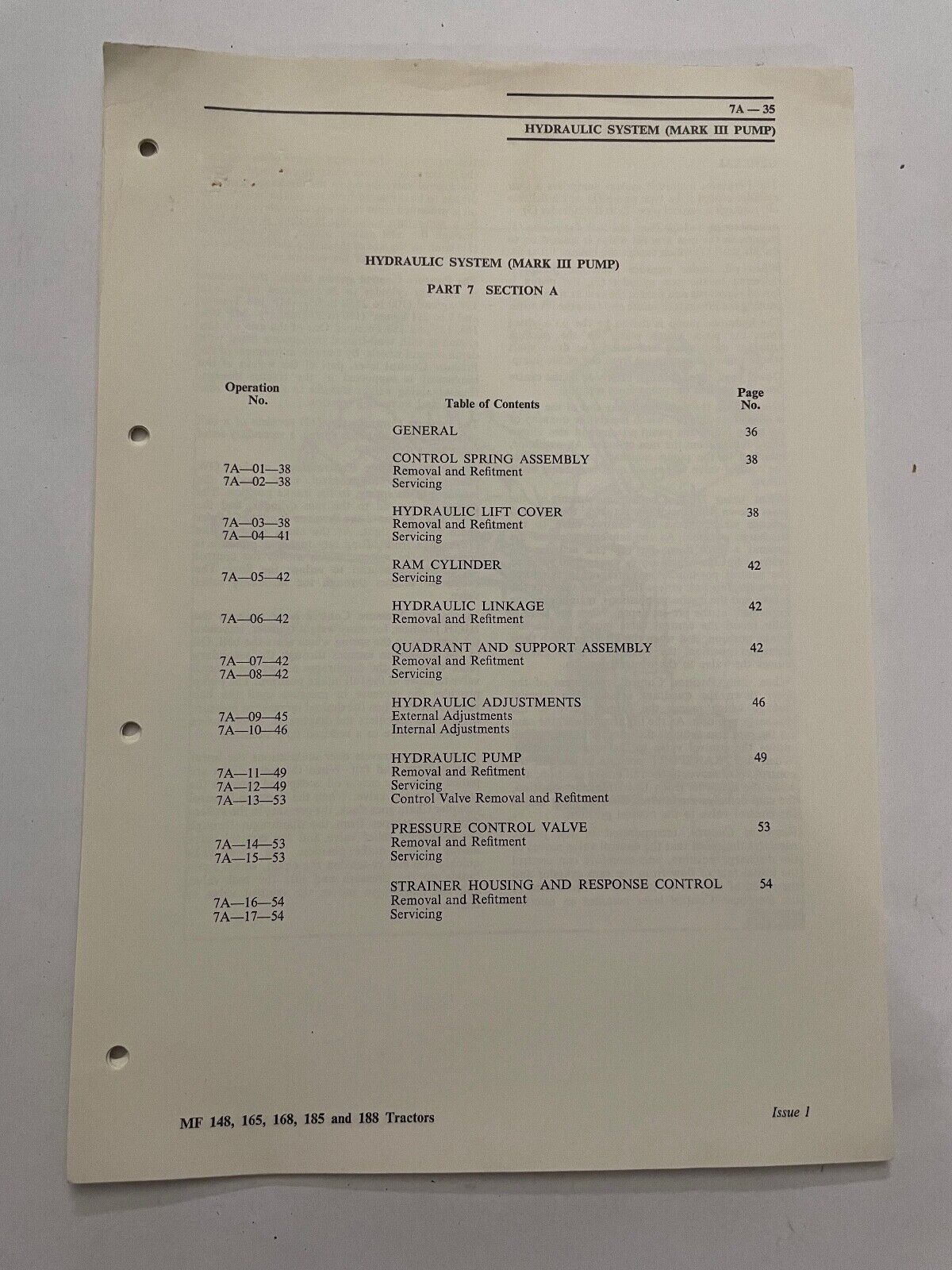 Massey Ferguson tractor hydraulic systems bulletins