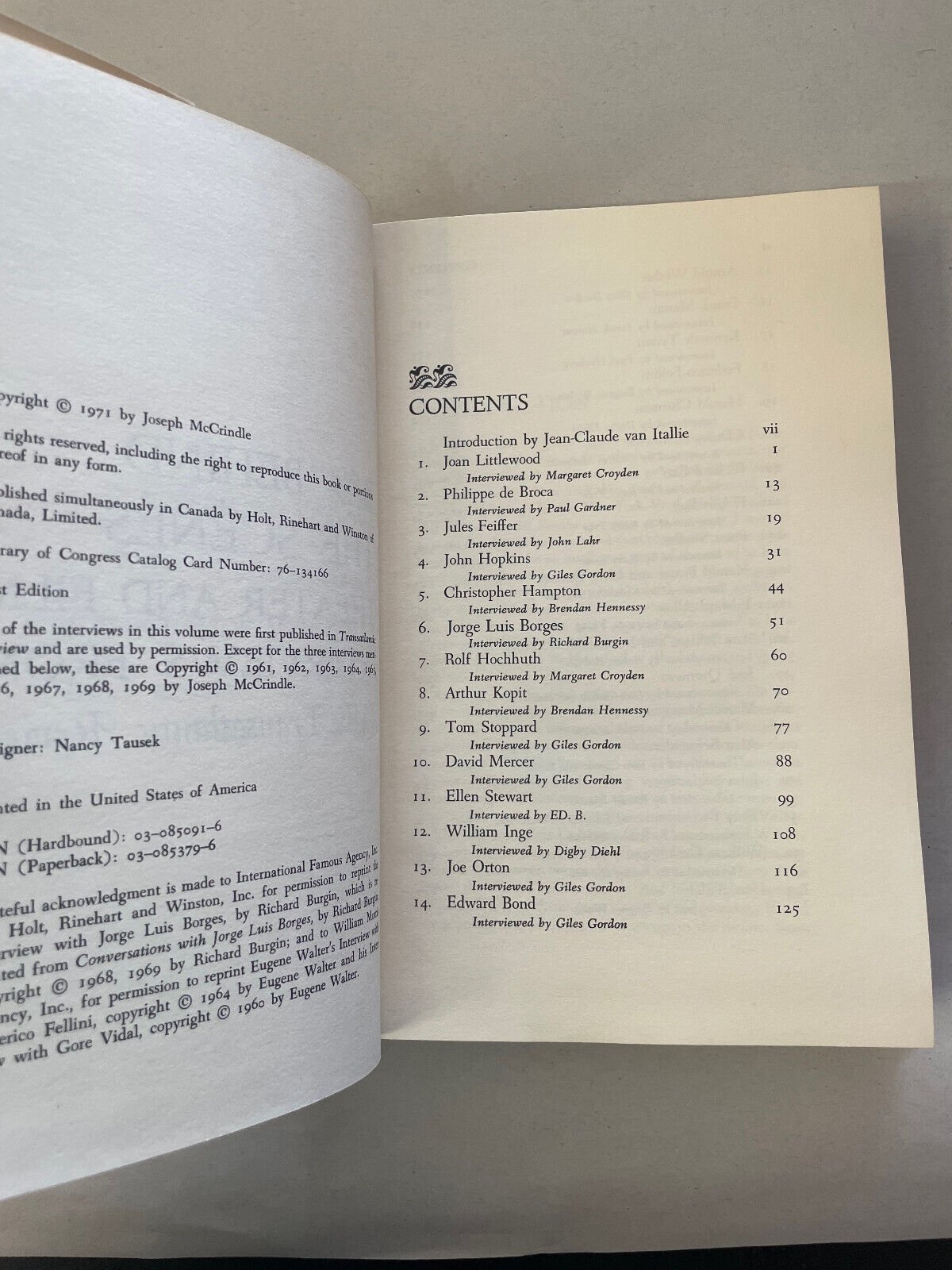 McCrindle, Joseph BEHIND THE SCENES Theater and Film Interviews from the Transa