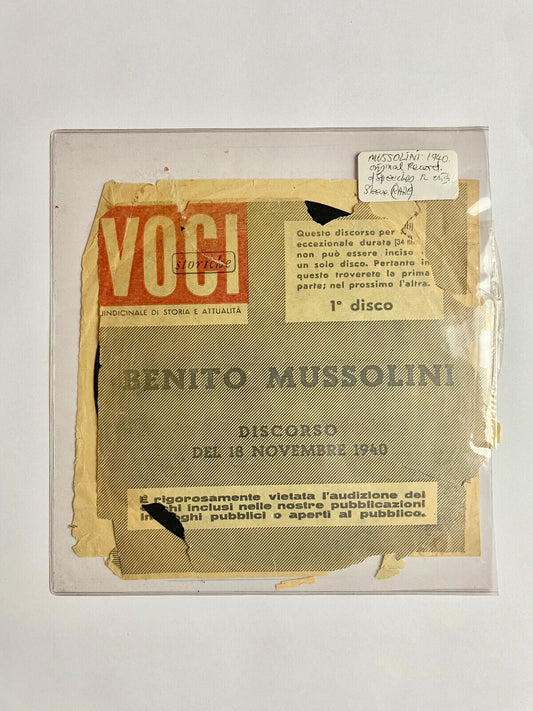 Benito Mussolini Speech 18 November 1940 Historical VOICES vinyl record RARE