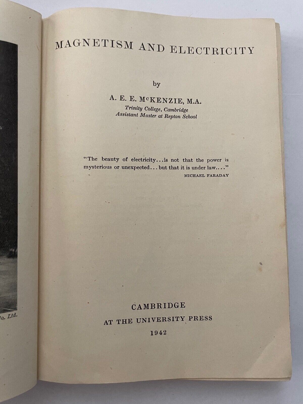 Magnetism and Electricity by AEE McKenzie 1944