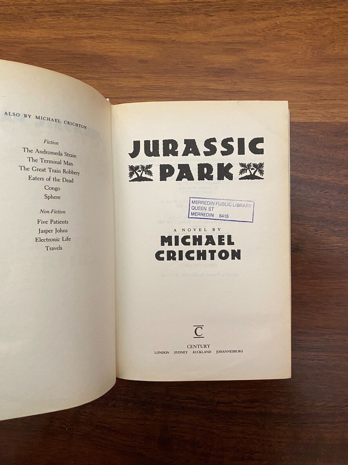 MICHAEL CRICHTON Novel JURASSIC PARK 1991 1st Ed