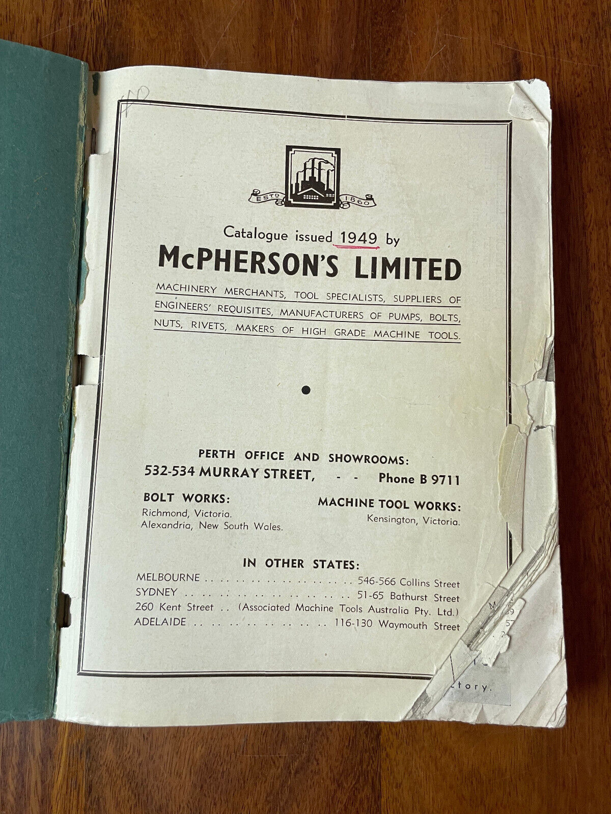 McPherson's Pty Ltd Tools and Machinery Catalogue 1949