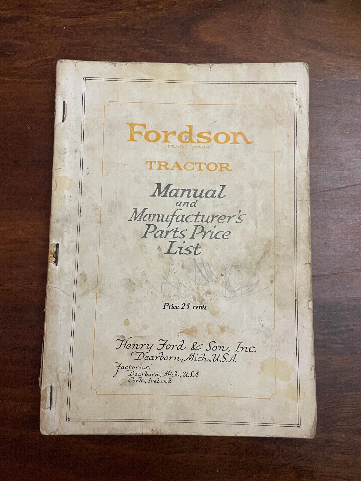 Fordson Tractor Owners Manual 1922 1923 1924 1925 1926 1927 1928 1929 User Guide
