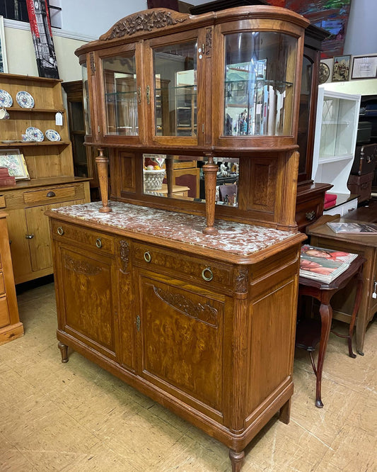 Vintage European oak and walnut dresser