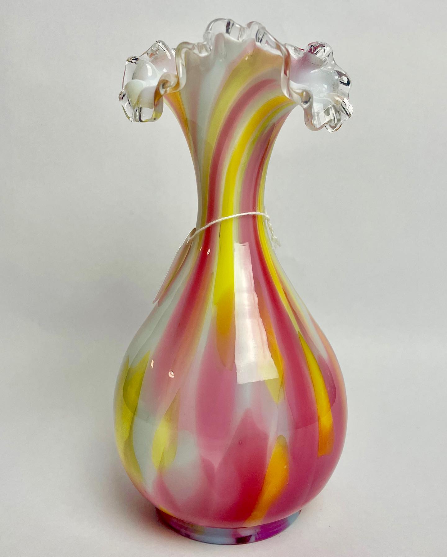 Victorian Rainbow Swirl Art Glass Vase