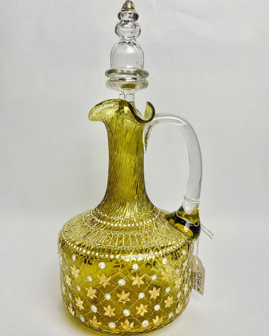Victorian hand-painted glass decanter