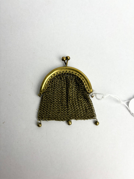 Antique Victorian Gilt Mesh Coin Purse 4.5cm wide