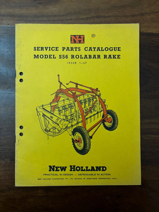 New Holland Spare Parts Catalogue Model S56 Rolabar Rake (Issue 1-67)