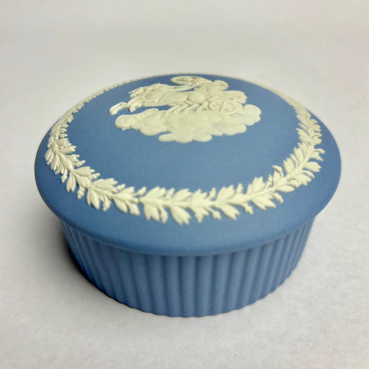 Antique Wedgwood Blue Round Trinket Box