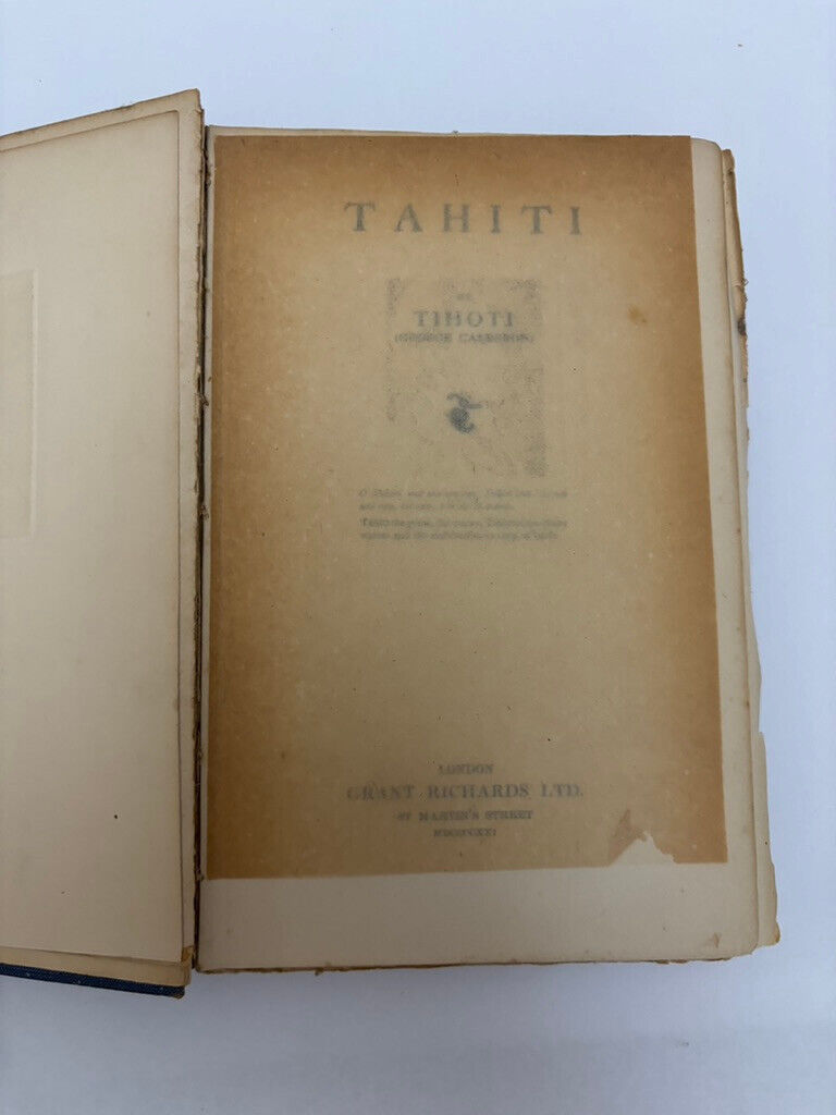 Tahiti by Tihoti George Calderon 1921 First Edition