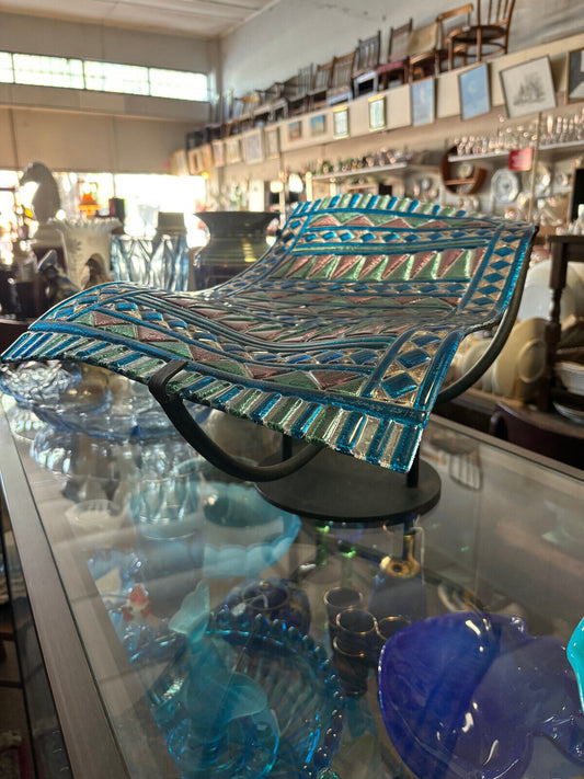 Flying rug art glass with metal stand by Giuse Maggi, Bahrain