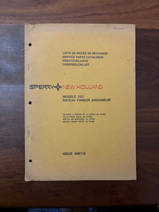 Sperry New Holland Modele 253 Rateau Faneur Andaineur Parts Catalogue