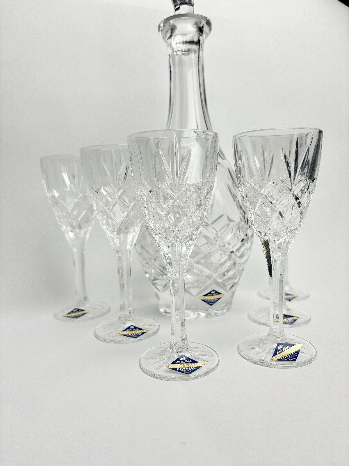 Bohemia Lead Crystal 7-piece set decanter glasses