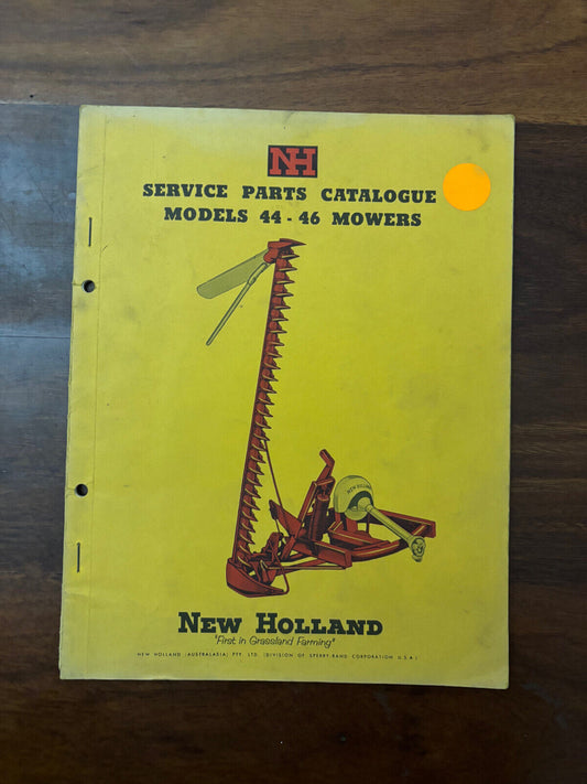 SERVICE PARTS CATALOGUE MODELS 44-46 MOWERS NEW HOLLAND
