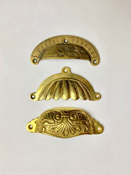 Three Vintage Brass Cup Handles