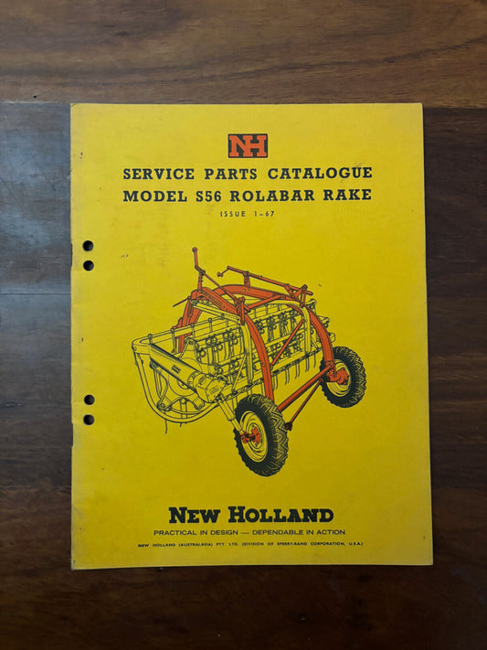 NEW HOLLAND SERVICE PARTS CATALOGUE MODEL S56 ROLABAR RAKE (ISSUE 1-67)