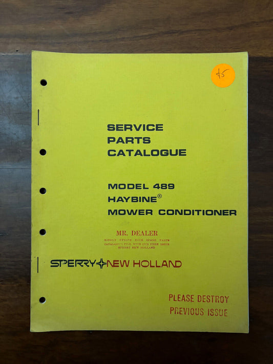 Sperry New Holland Service Parts Catalogue Mode 489 Haybine Mower Conditioner