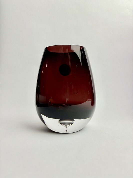 Vintage Kosta Boda Somerso Glass Vase / Sweden Purple