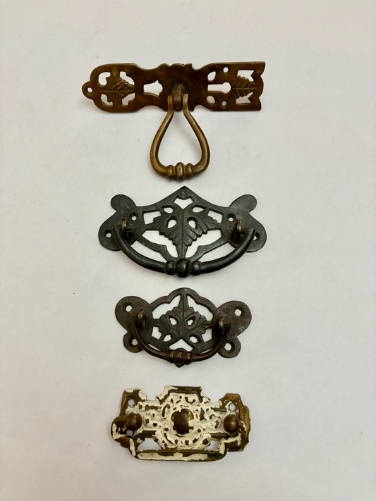 Four Mixes Antique Brass & Cast Iron Drawer Pull Handles