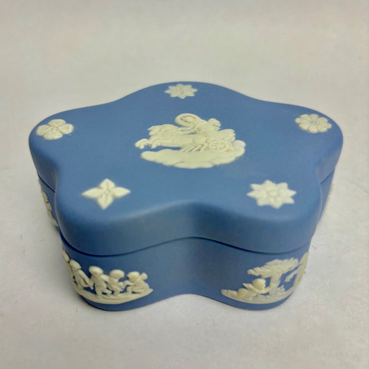 Antique Wedgwood Blue Fancy Shape Trinket Box