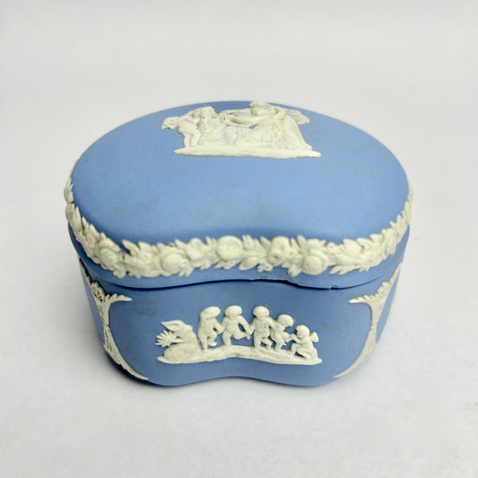 Antique Wedgwood Blue Fancy Shape Trinket Box