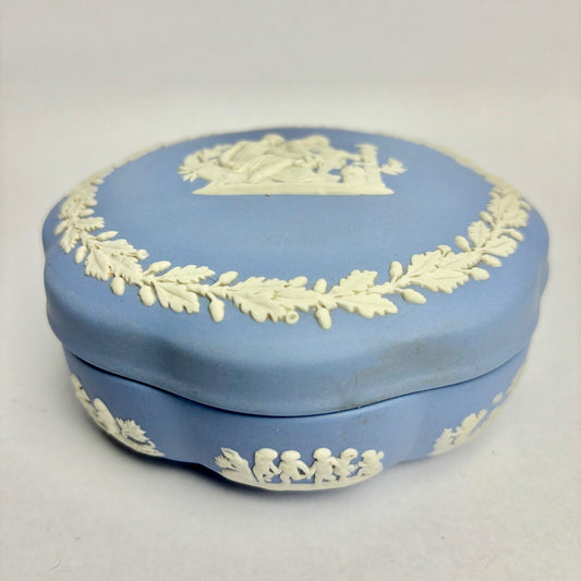Antique Wedgwood Blue Fancy Shape Trinket Box