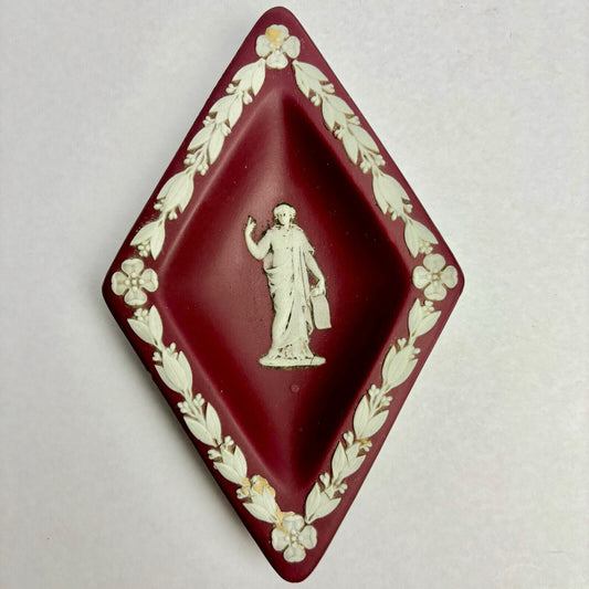 Antique Wedgwood Crimson Dip Diamond Plate, scarce
