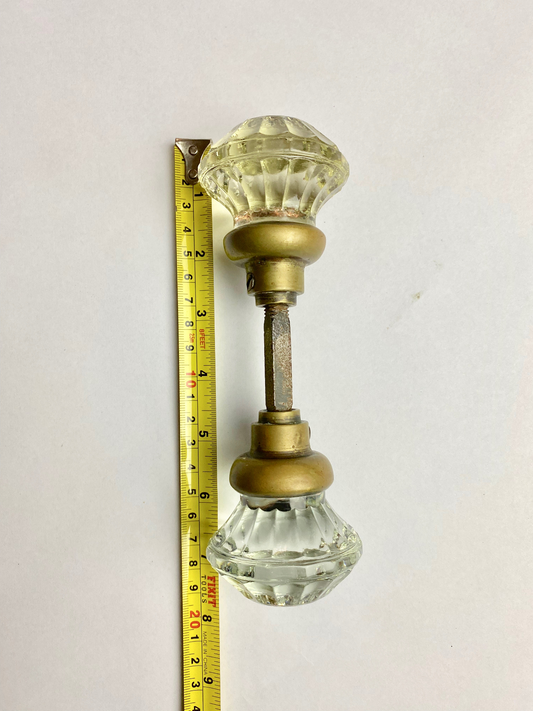 Pair Of Edwardian Glass and Brass Plated Door Knobs